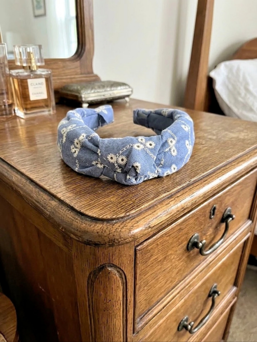 Blue Floral Padded Headband